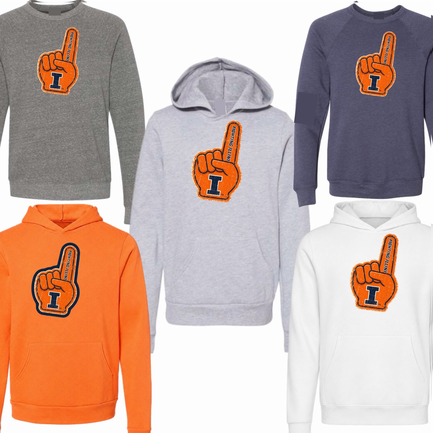Boys/Mens vintage Illinois foam finger sweatshirt