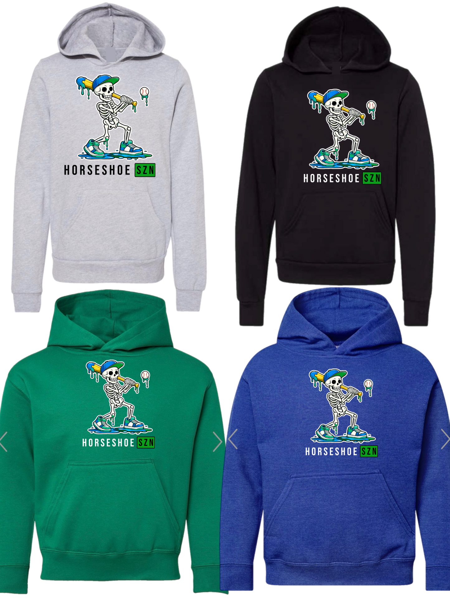 Horseshoe skeleton baseball hoodie