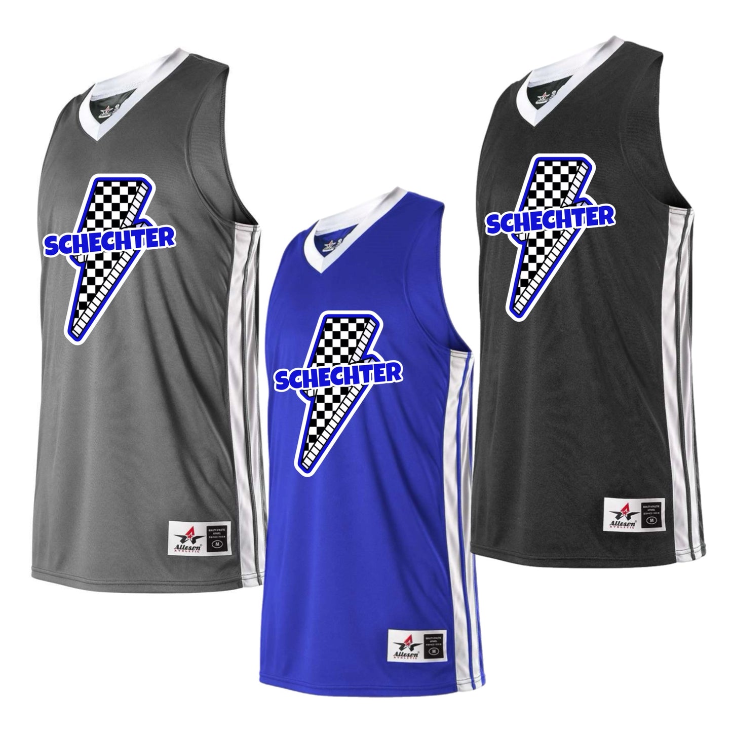 Schechter boys checkered bolt jersey