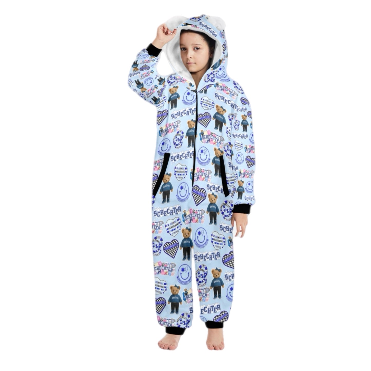 Schechter girls fleece zip one piece
