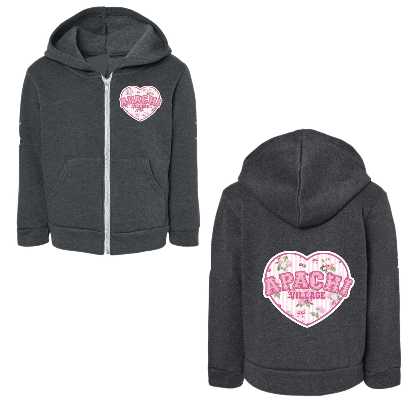 Girls APACHI/ APACHI VILLAGE floral heart zip hoodie