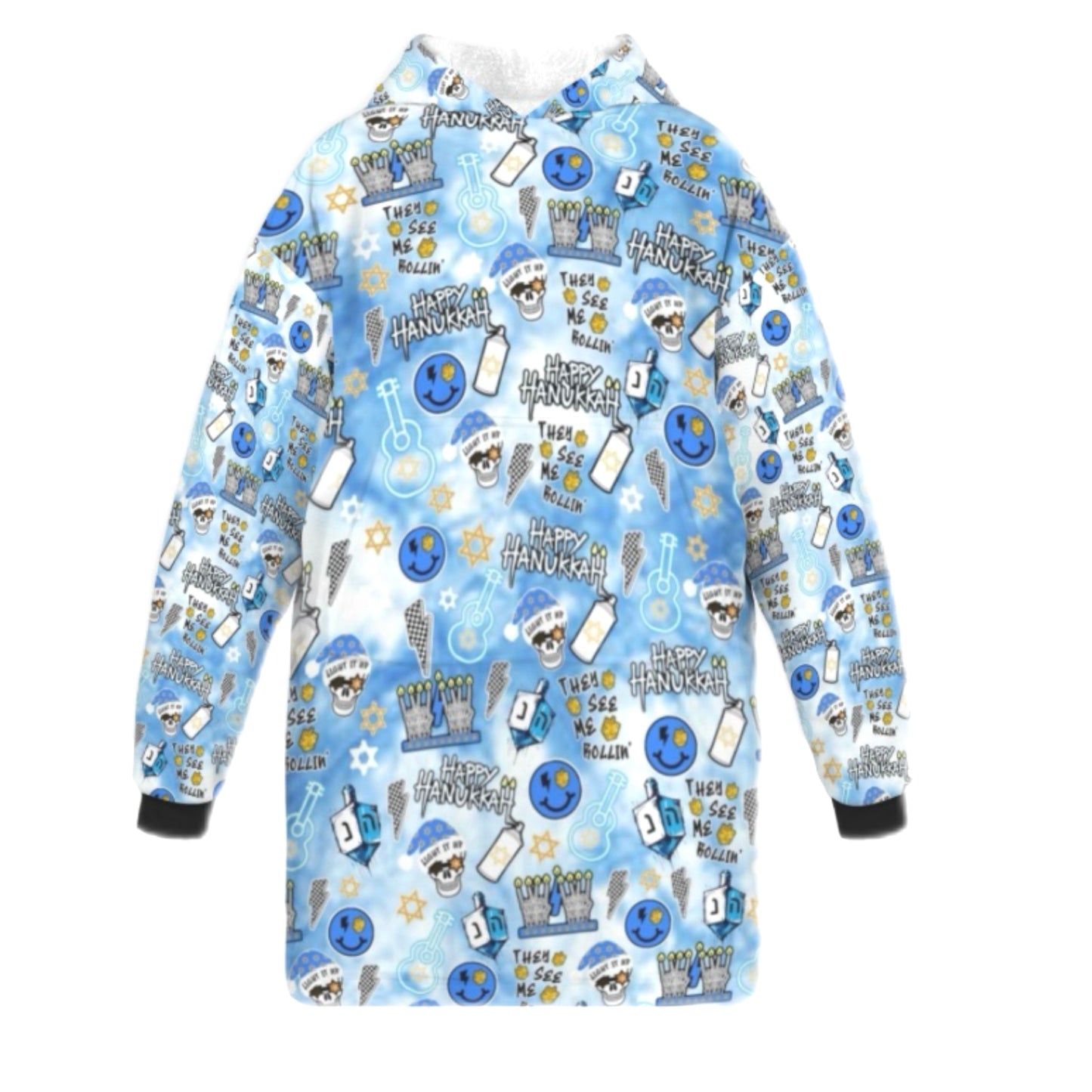 Rockstar Hanukkah boys/mens fleece blanket hoodie