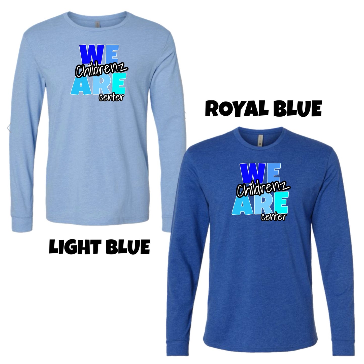 Adult Long sleeve blue logo Childrenz Center tee