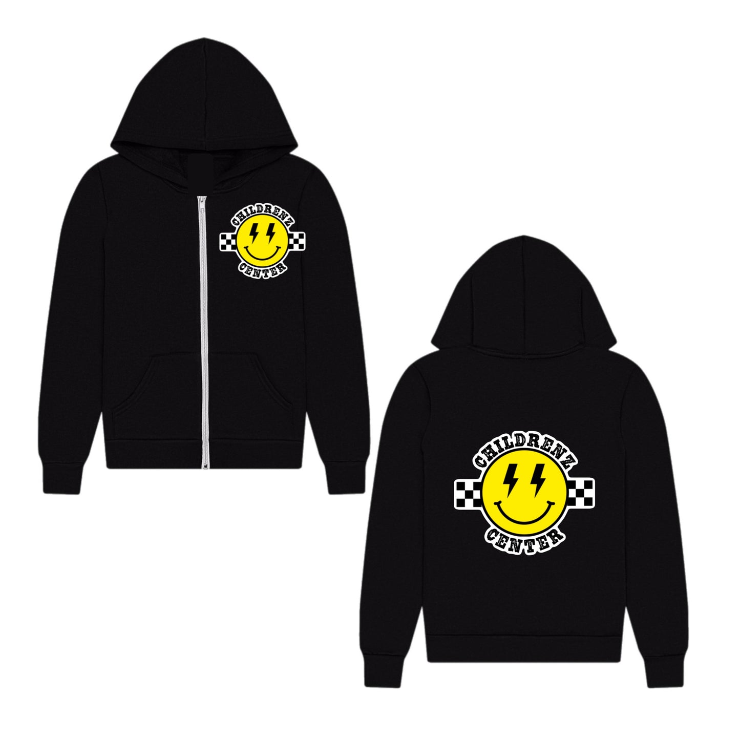 Childrenz Center bolt emoji zip hoodie