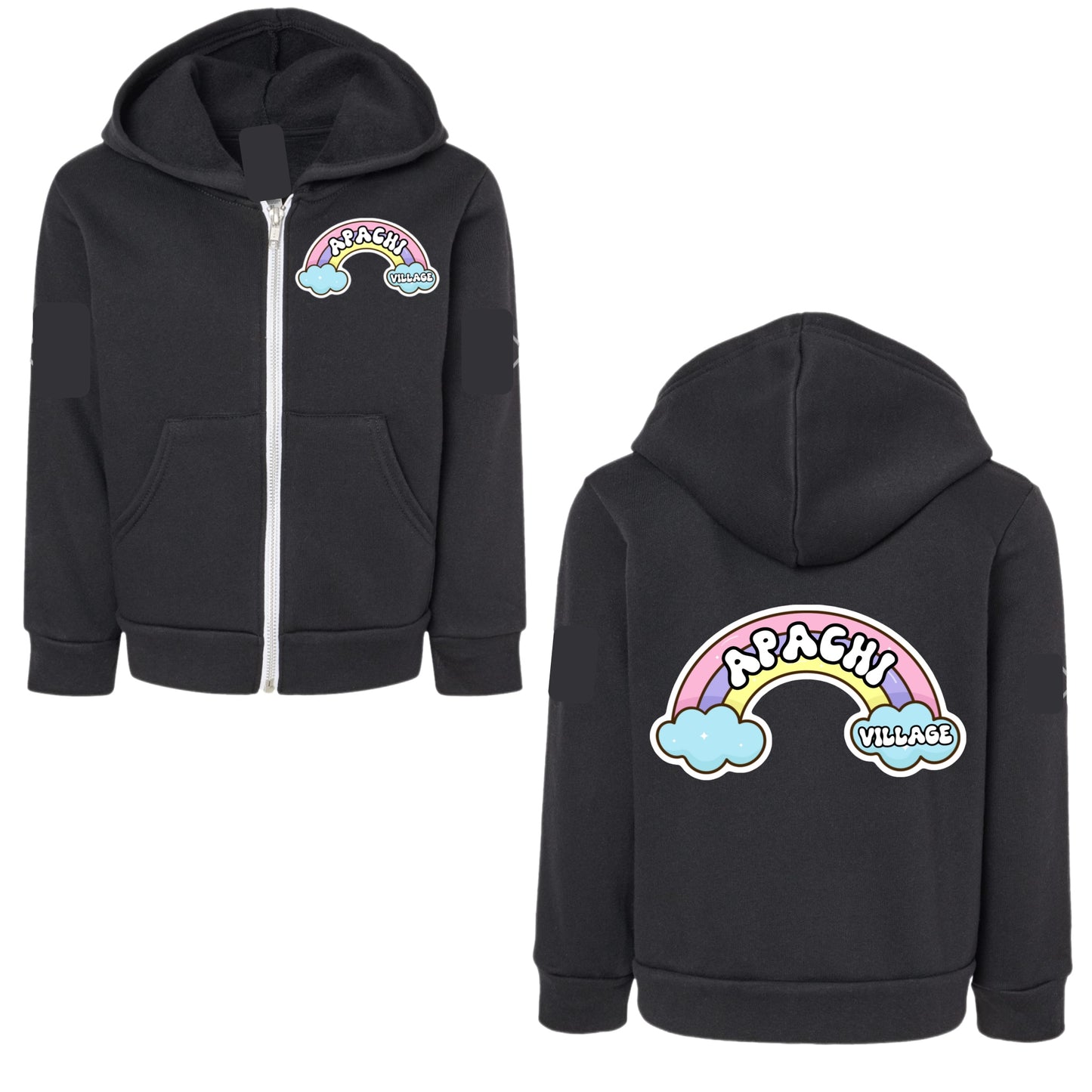 Girls Apachi Village rainbow zip hoodie
