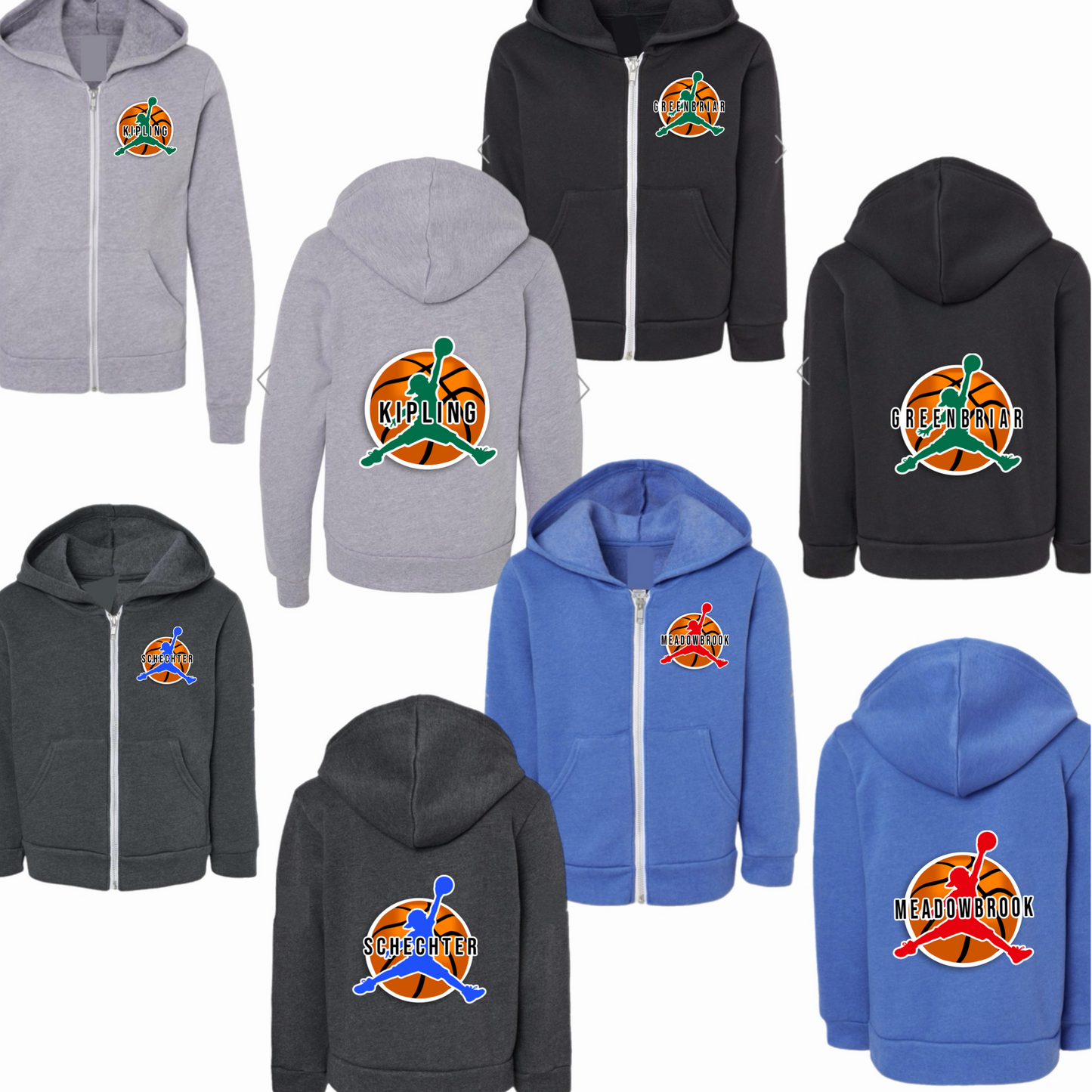 Boys basketball zip hoodie
