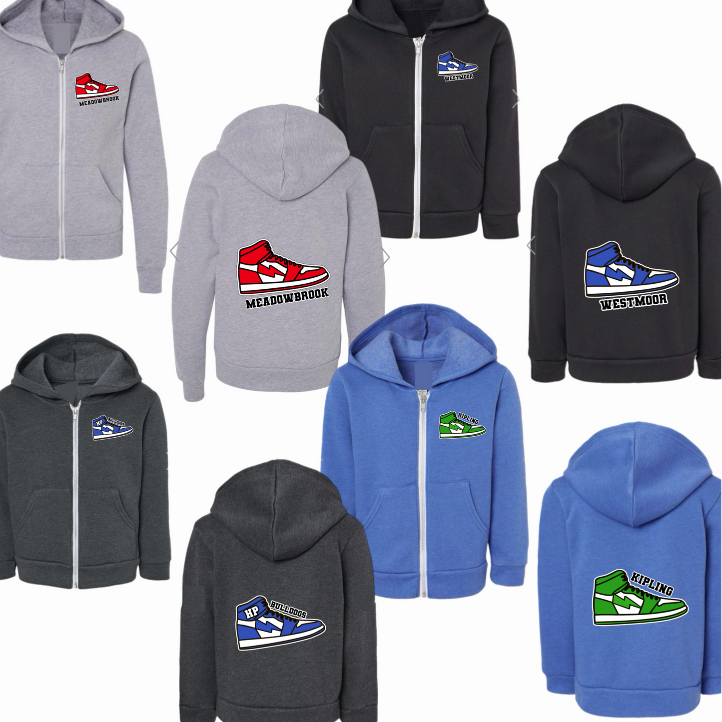 Boys gym shoe zip hoodie