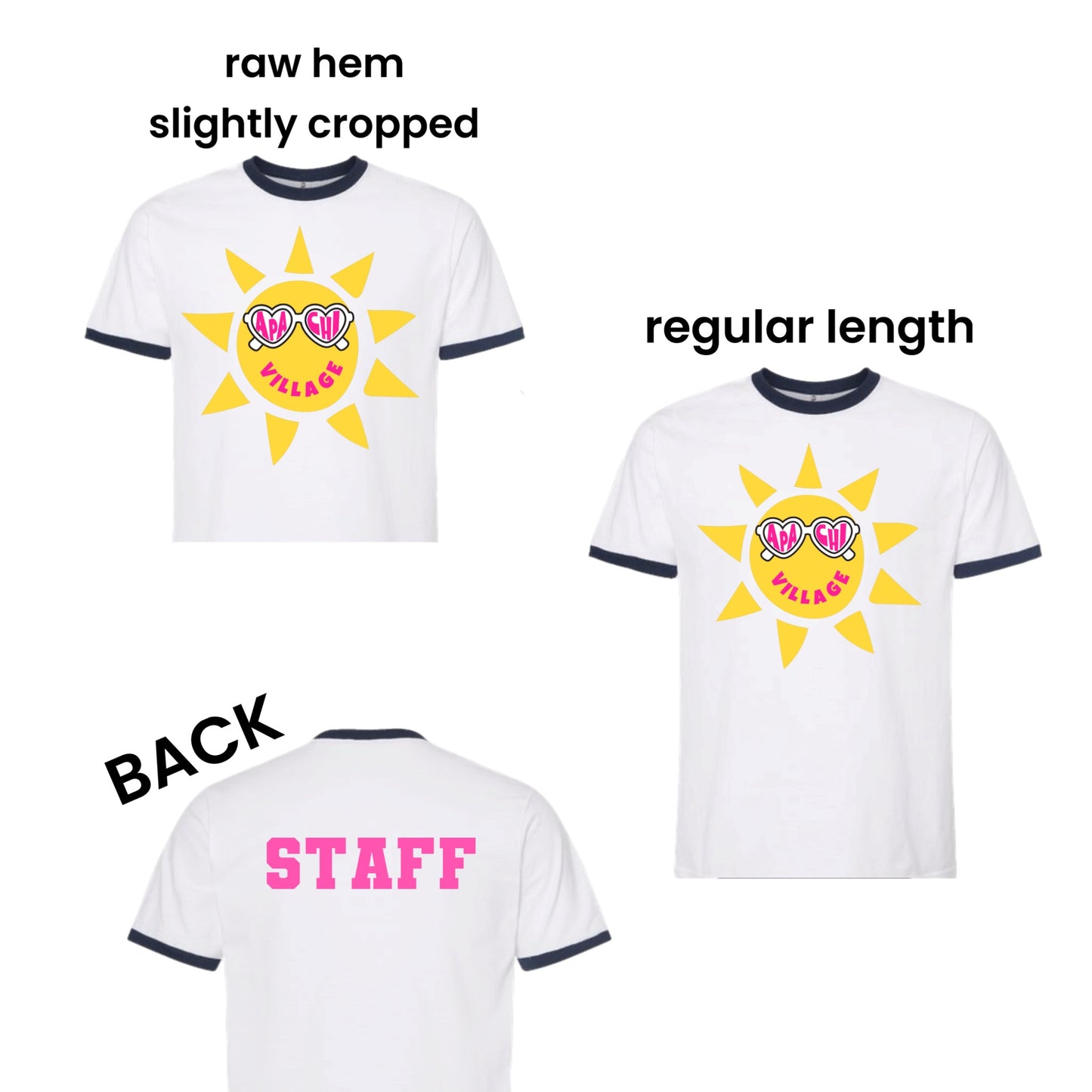 Apachi pink sunnies ringer staff tee