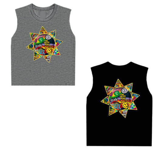 (Girls/womens Apachi sun mural graffiti tank