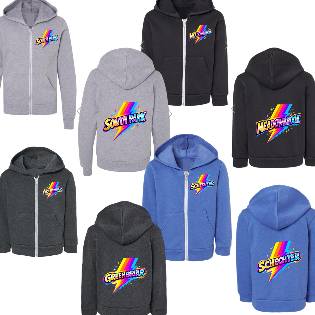 Girls rainbow bolt zip hoodie