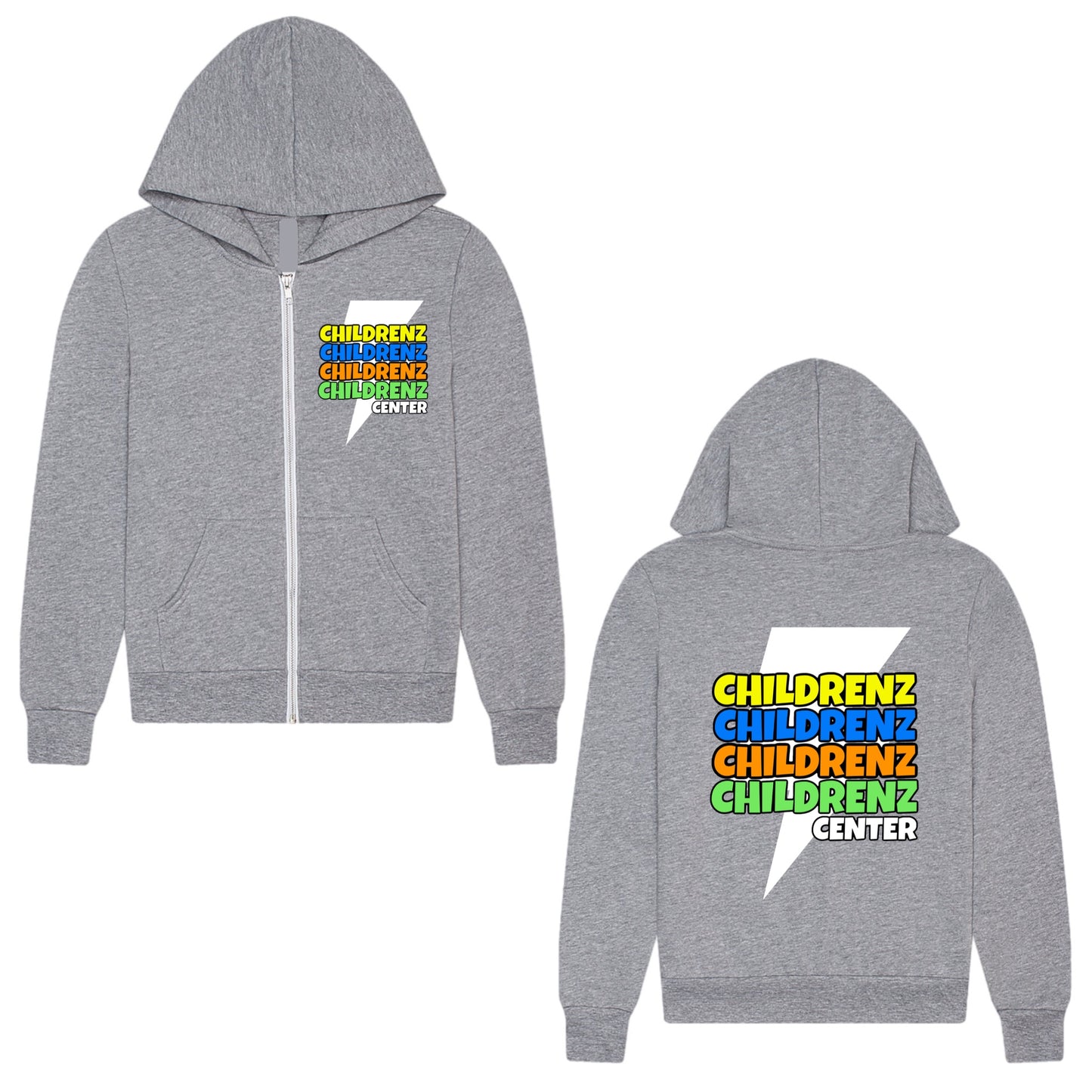 Childrenz Center neon bolt zip hoodie