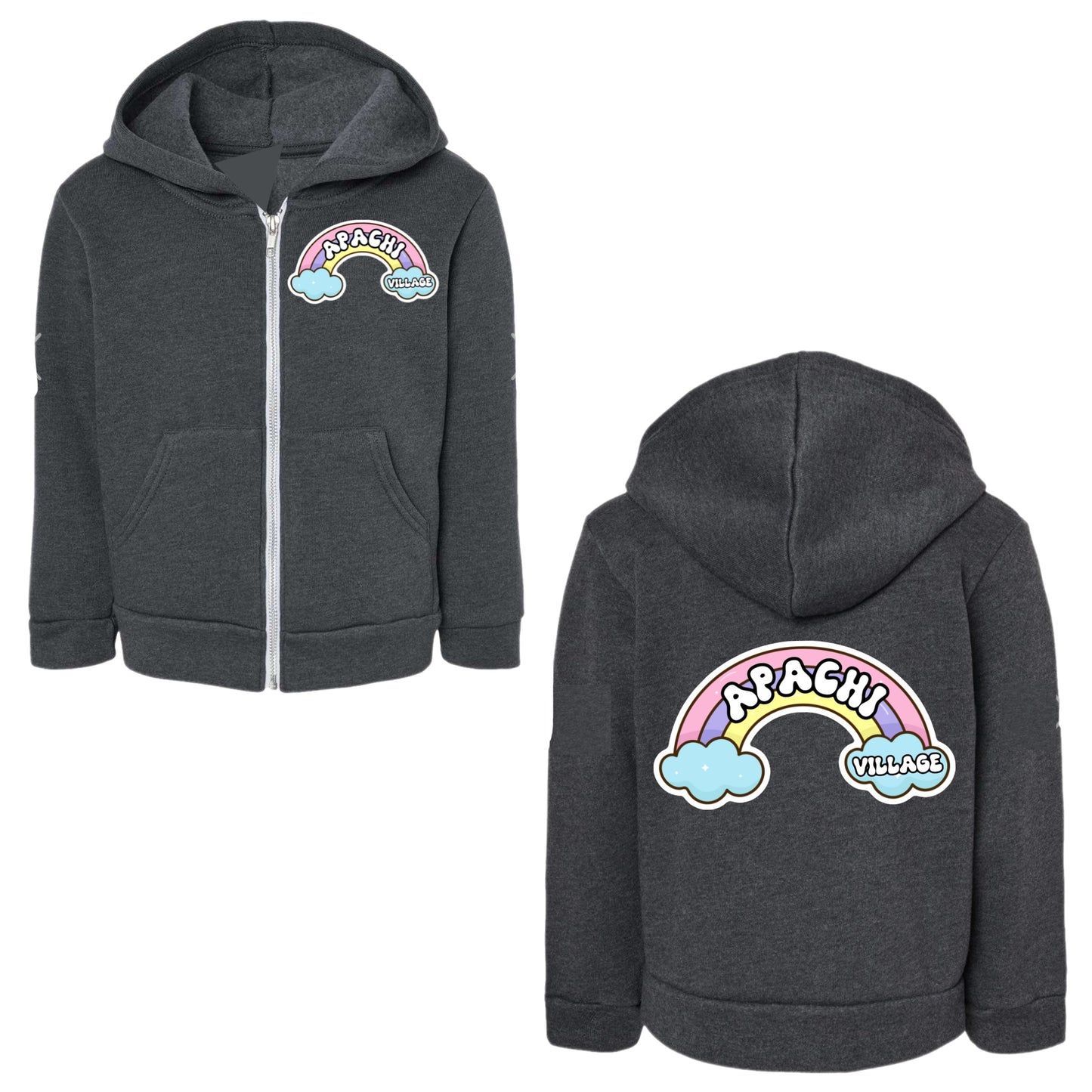 Girls Apachi Village rainbow zip hoodie