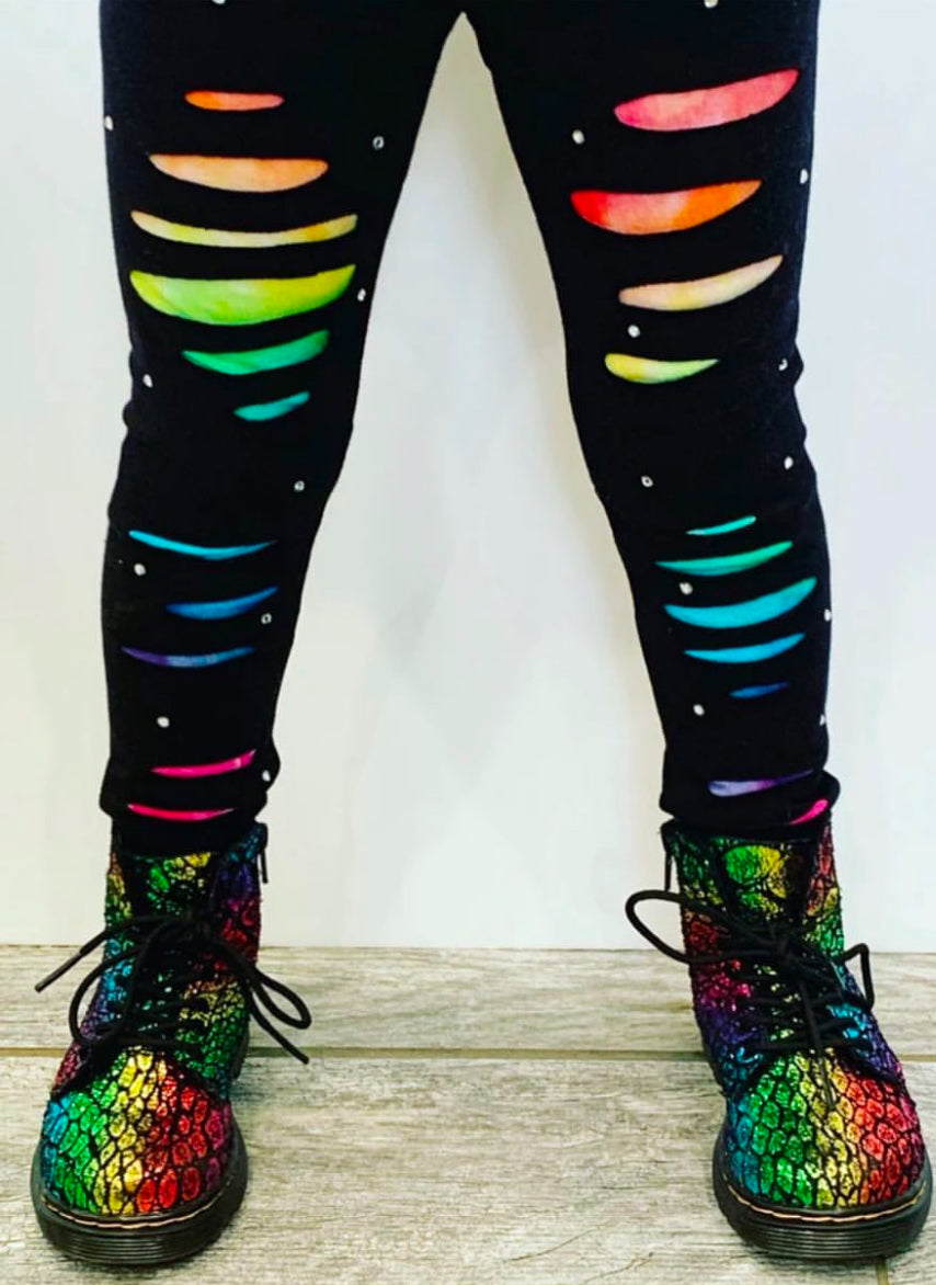 Rainbow tie dye Girls leggings