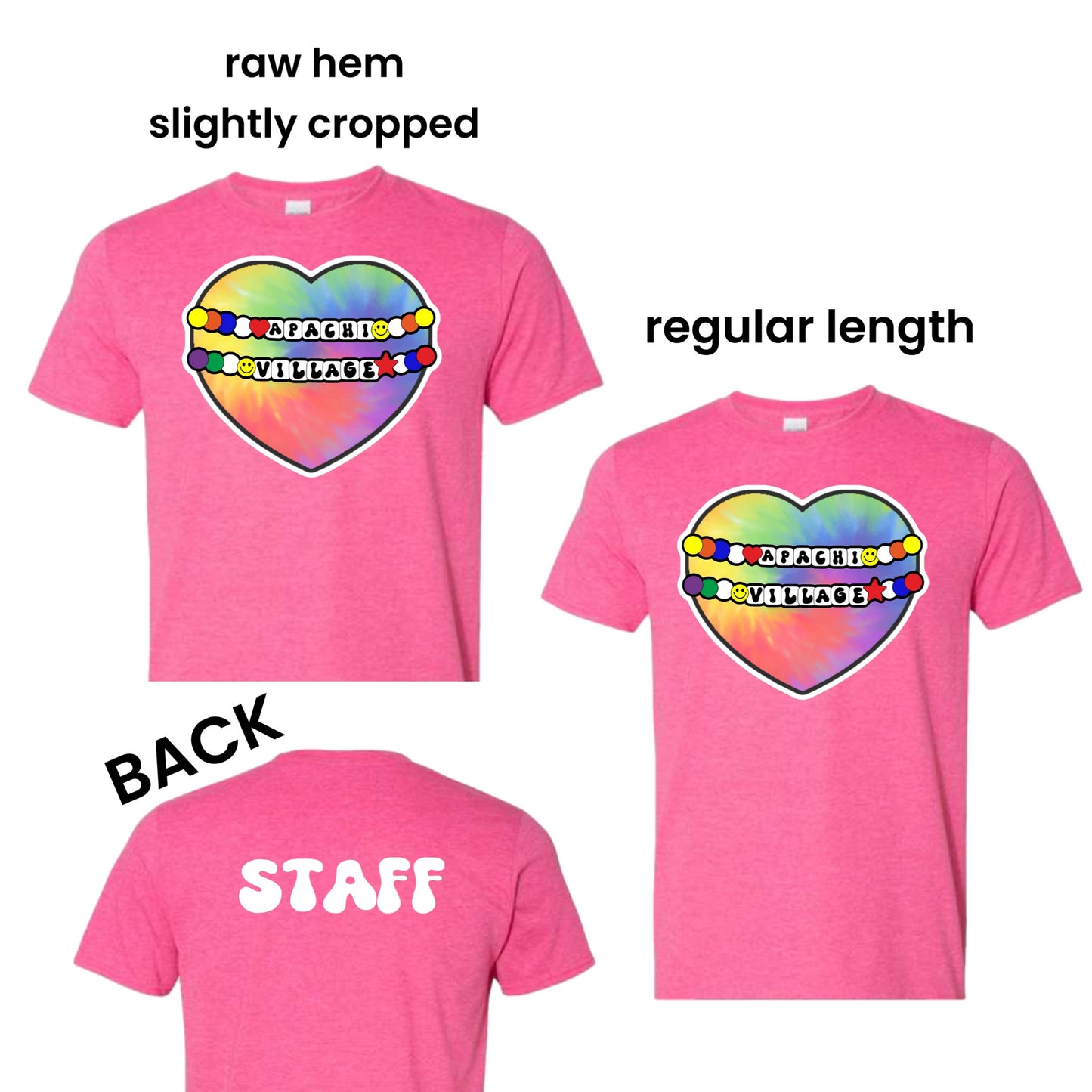 Apachi tye dye heart staff tee