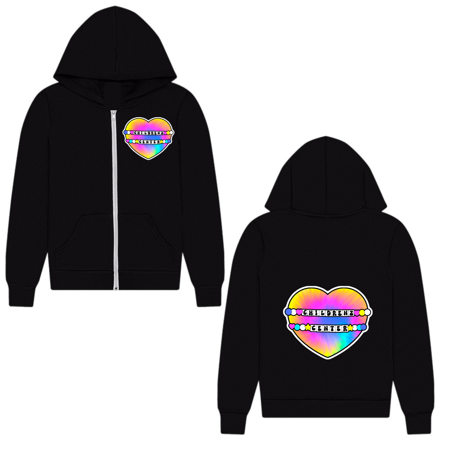 Childrenz Center zip tie dye heart zip hoodie