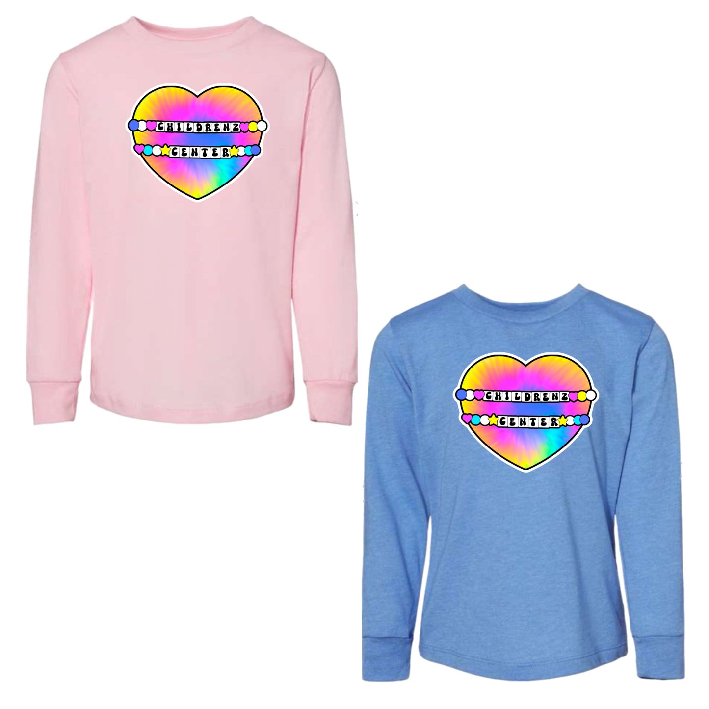 Childrenz Center tie dye heart long sleeve tee