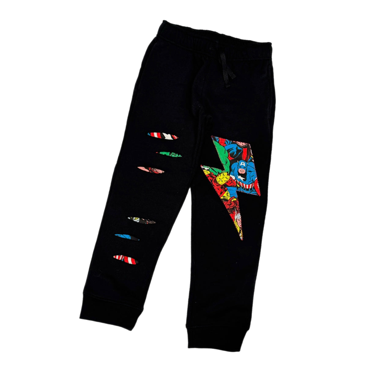Superhero Lightning Bolt Distressed Joggers