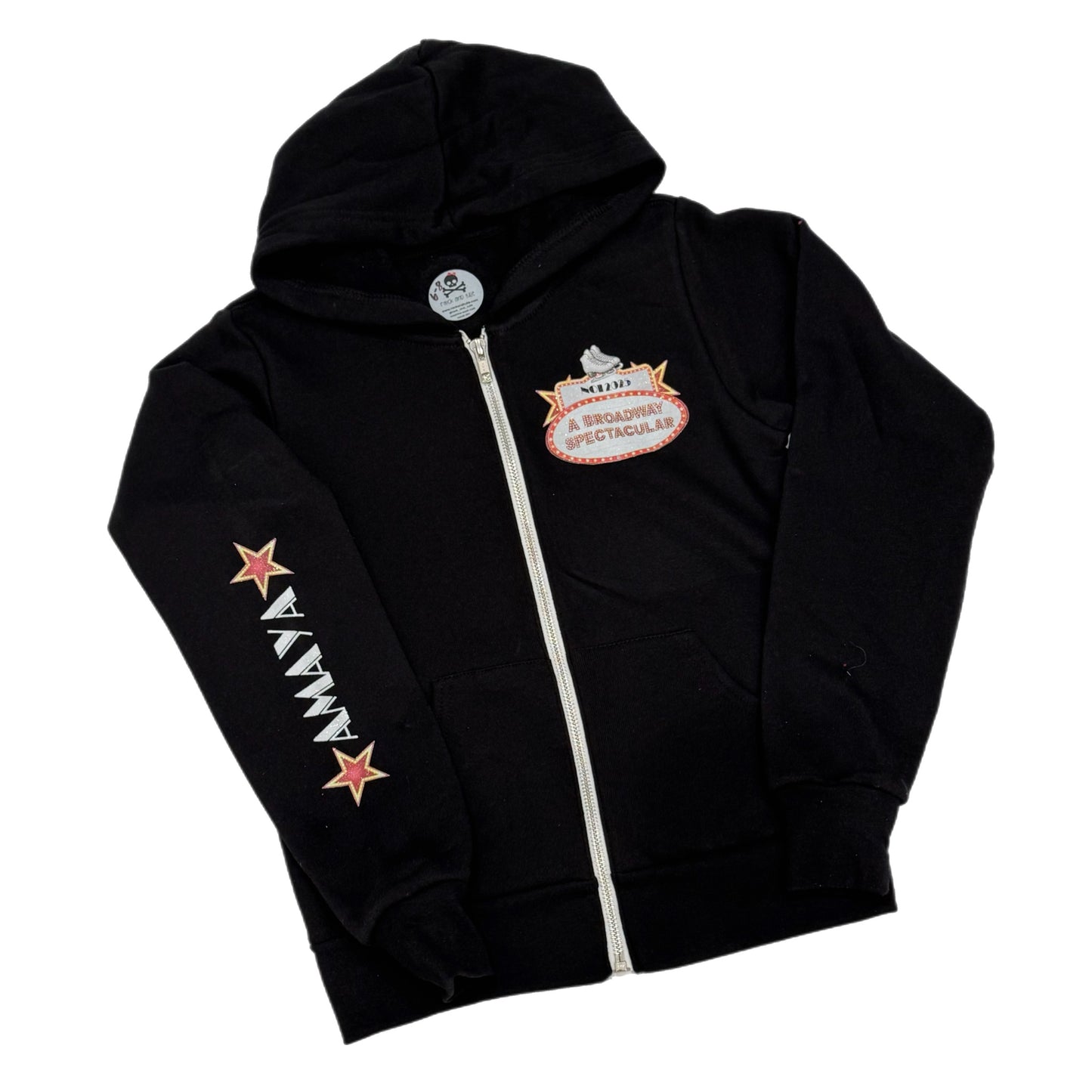 SPARKLE finish WHITE ice SKATES zip hoodie