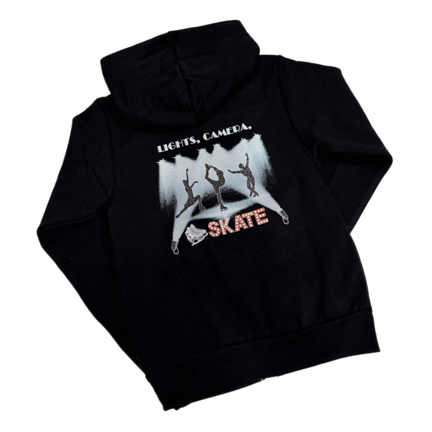 SPARKLE finish WHITE ice SKATES zip hoodie