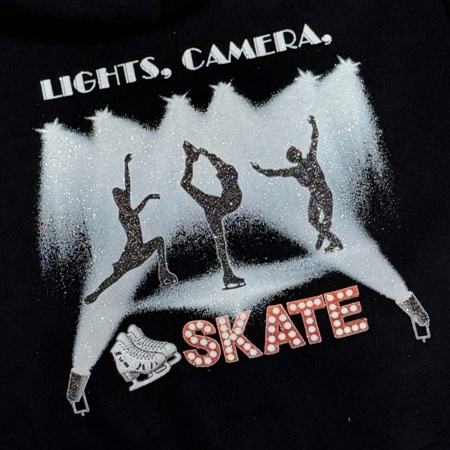 SPARKLE finish WHITE ice SKATES zip hoodie