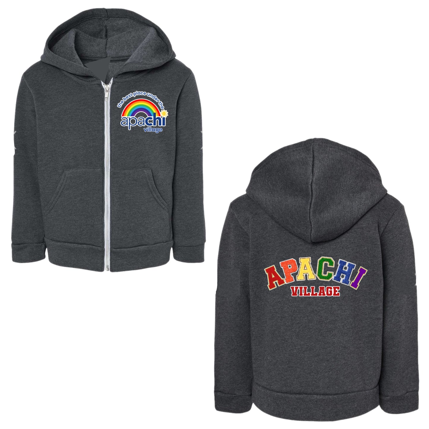 Girls Apachi Village rainbow patch zip hoodie
