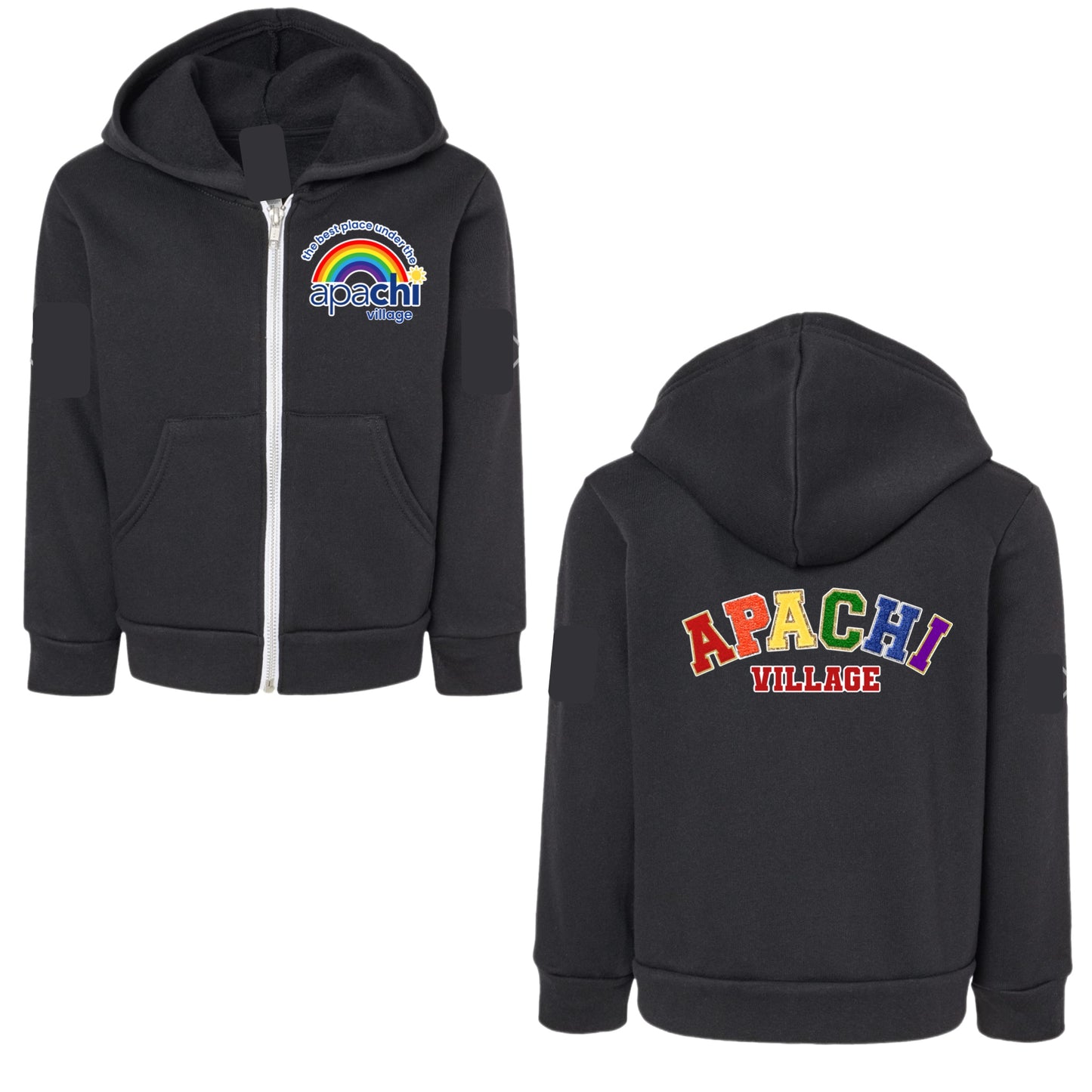 Girls Apachi Village rainbow patch zip hoodie