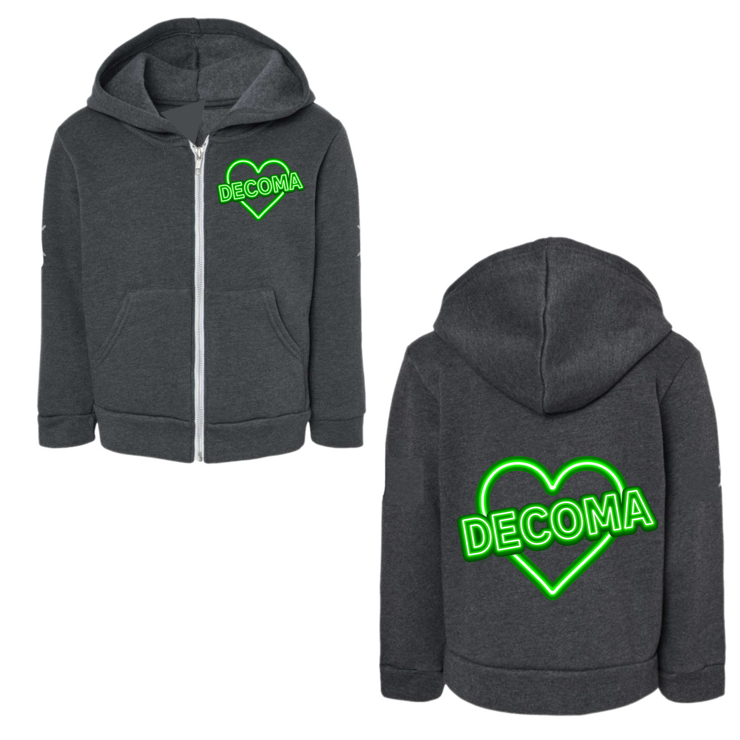 Decoma girls/adults neon heart hoodie