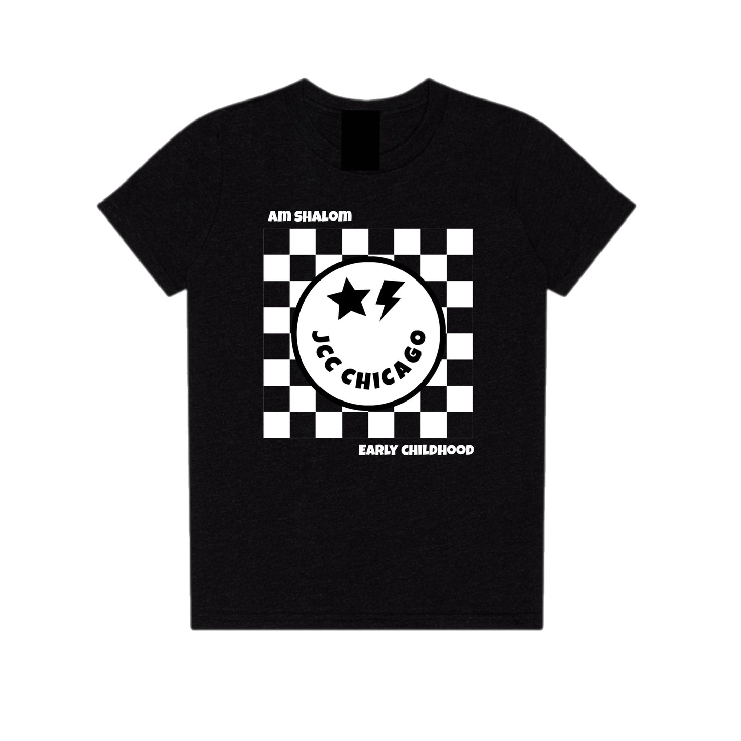 Checkered emoji JCC Am Shalom tee