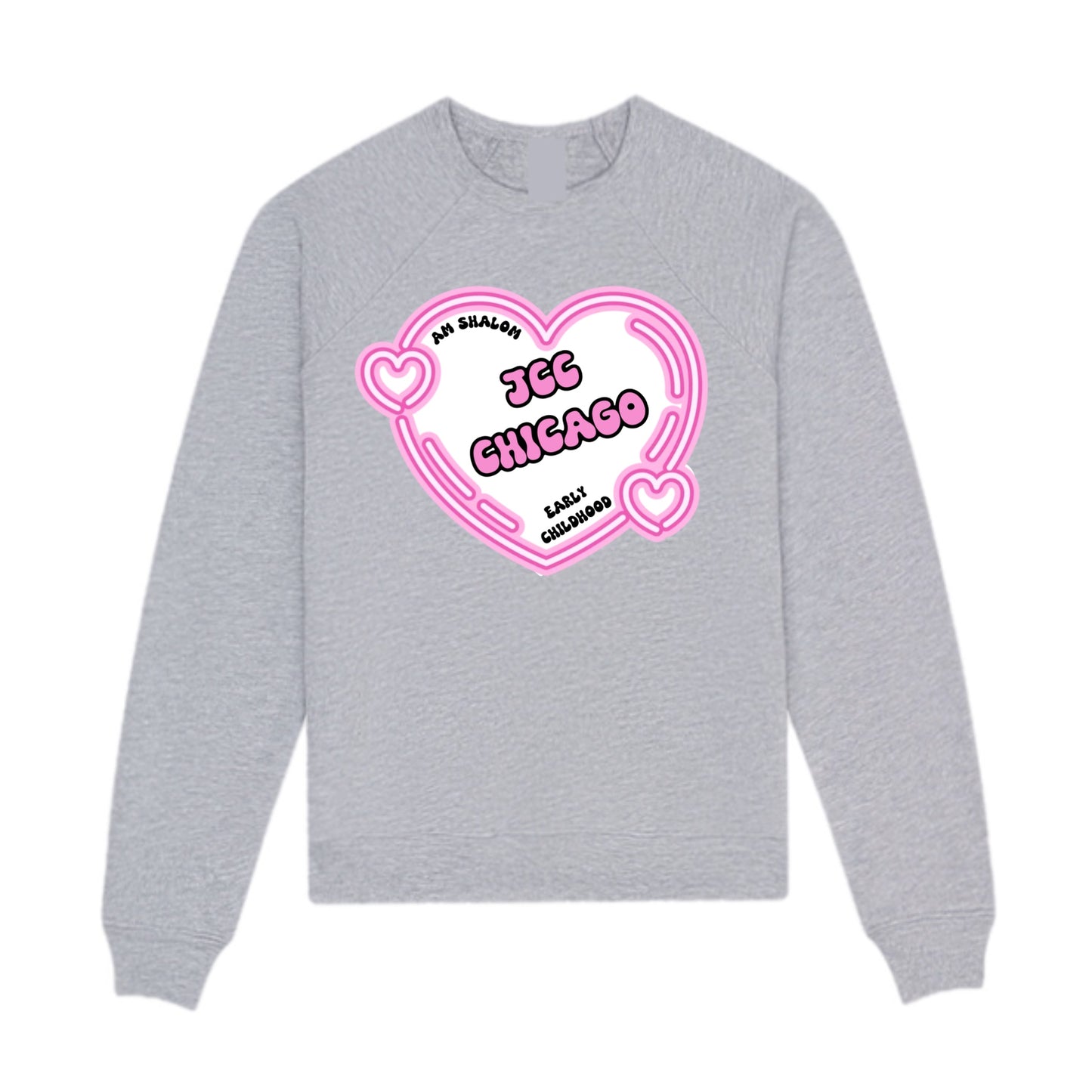 Pink heart JCC Am Shalom crewneck