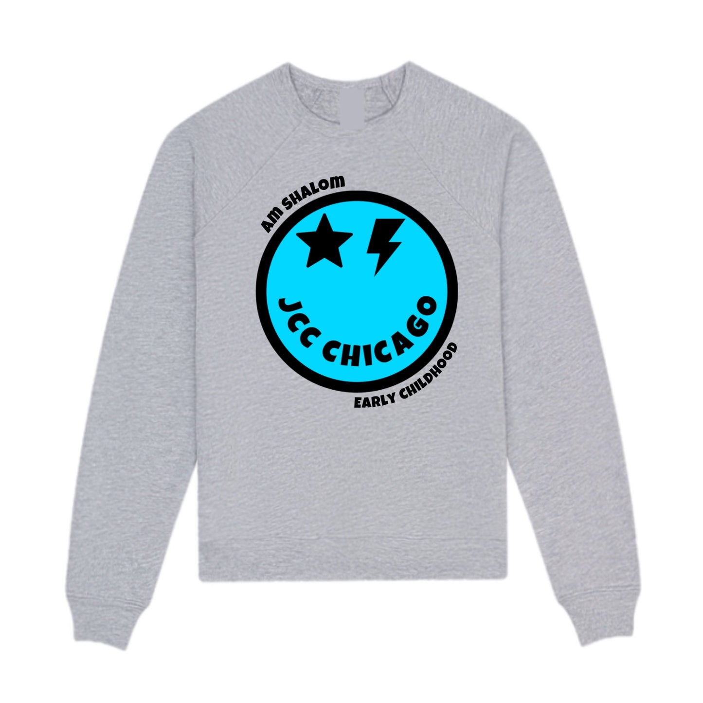 Blue emoji JCC Am Shalom crewneck