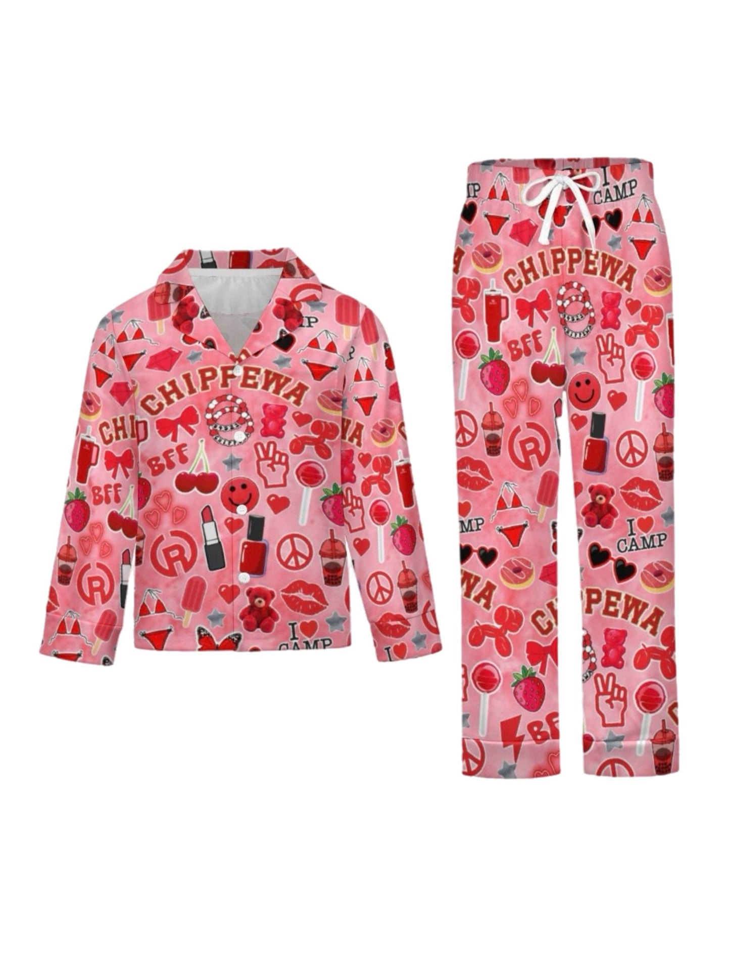 Chippewa girls/womens button pj pants set