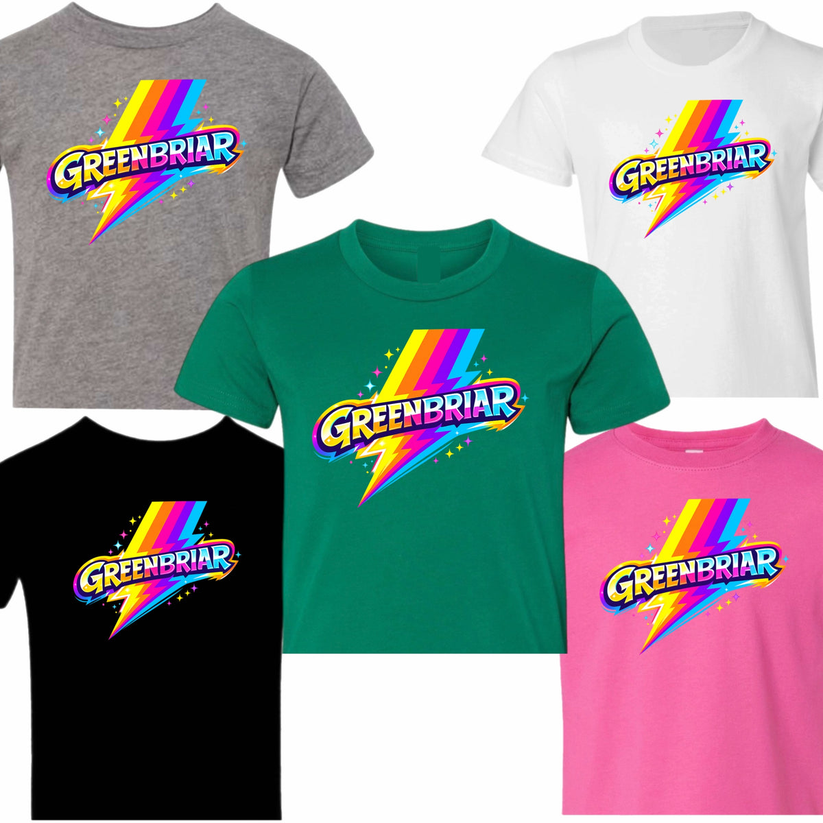 Greenbriar rainbow bolt tee
