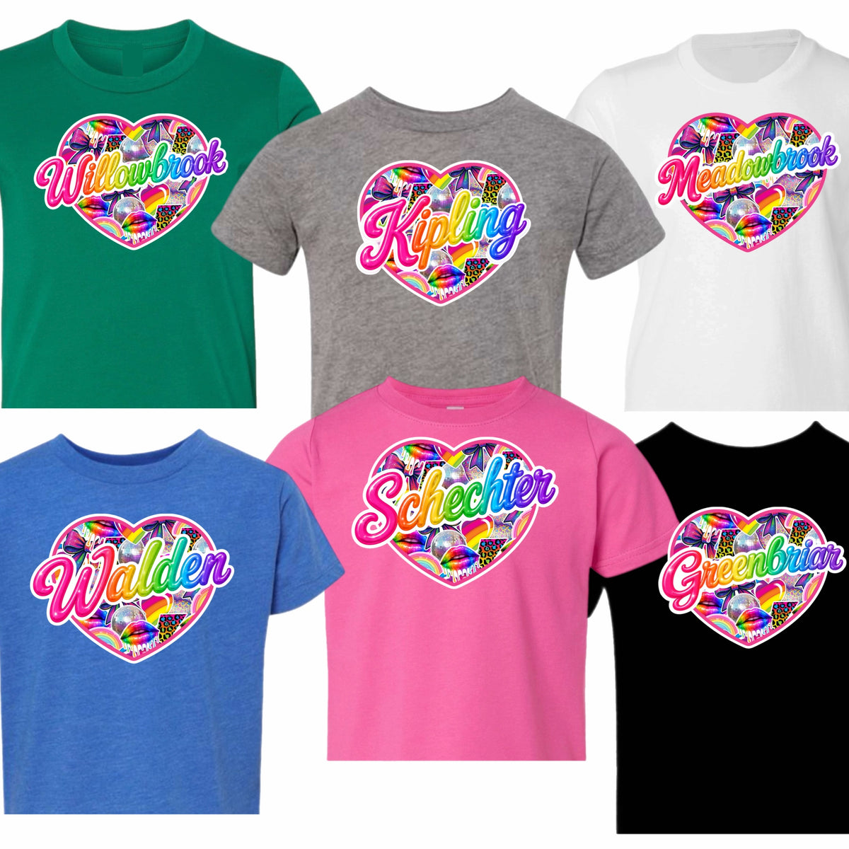 Girls neon heart tee