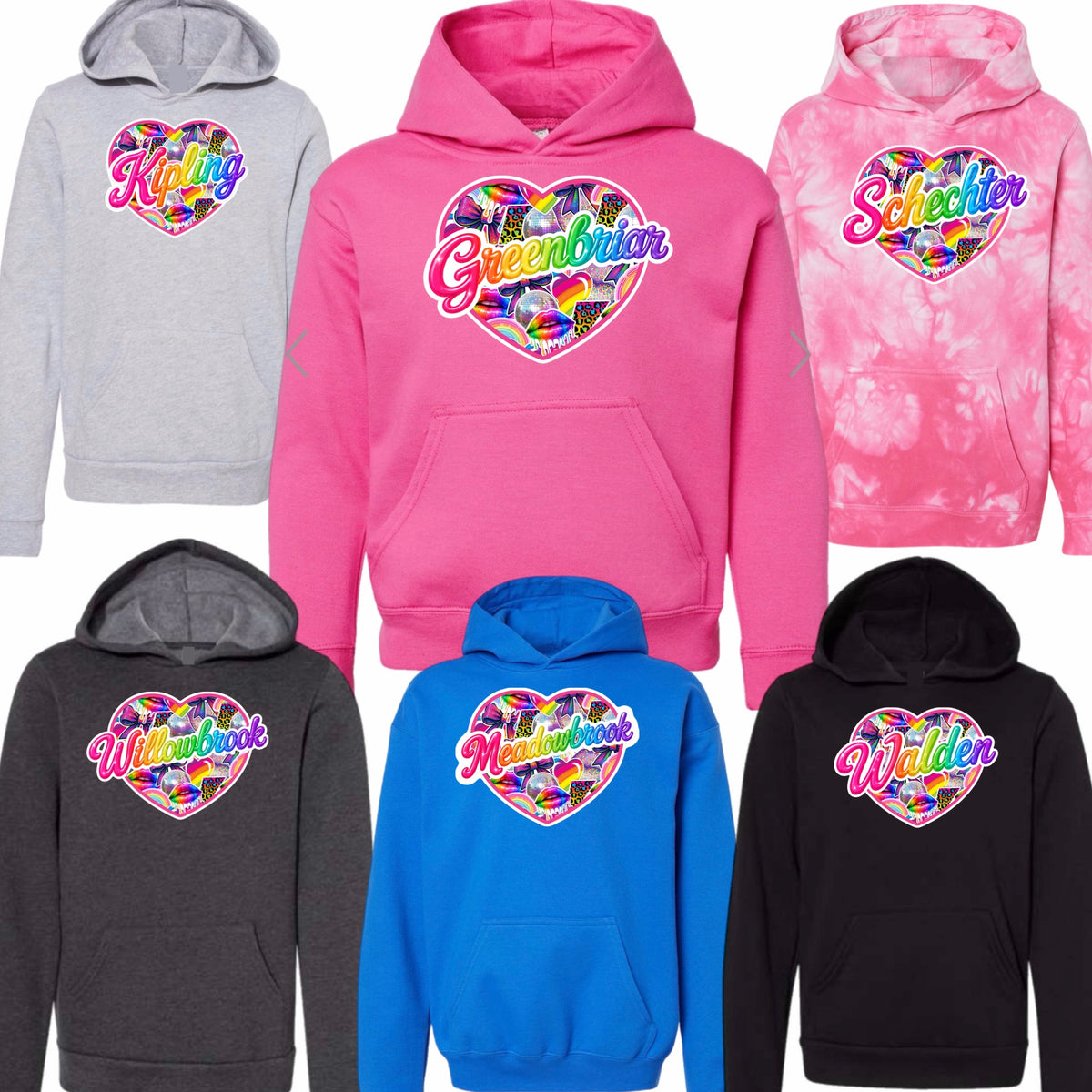 Girls neon heart hoodie