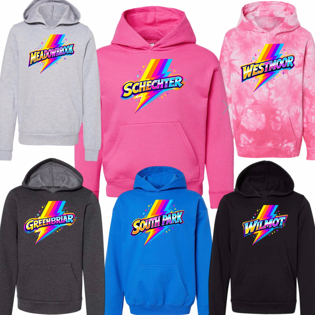 Girls rainbow bolt hoodie