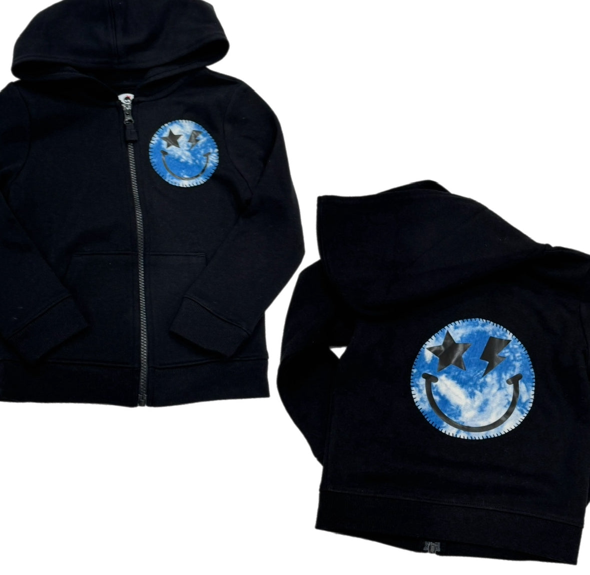 Tie-Dye Star & Bolt Eye Emoji Zip-Up