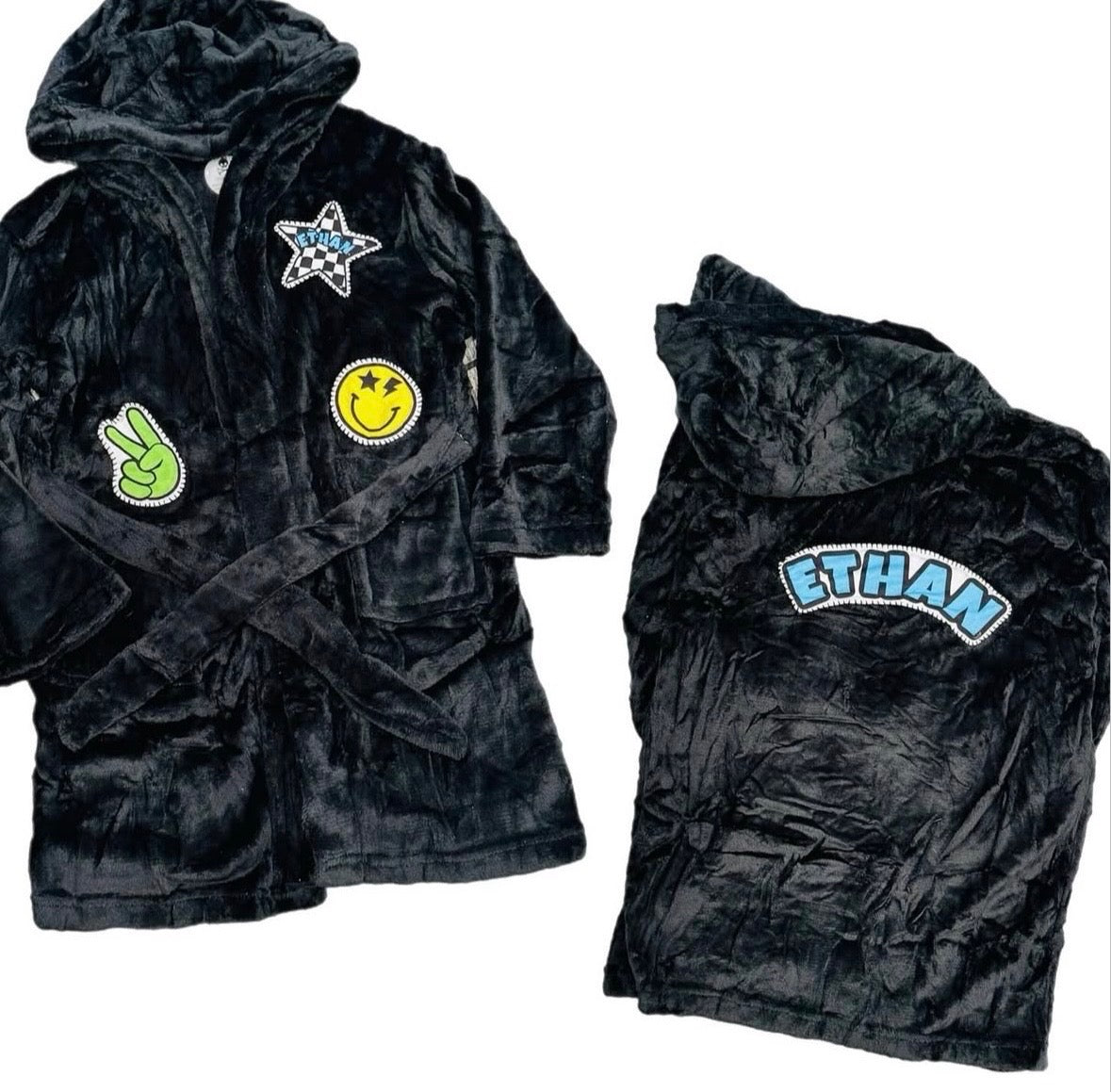 Patched Fleece Bathrobe