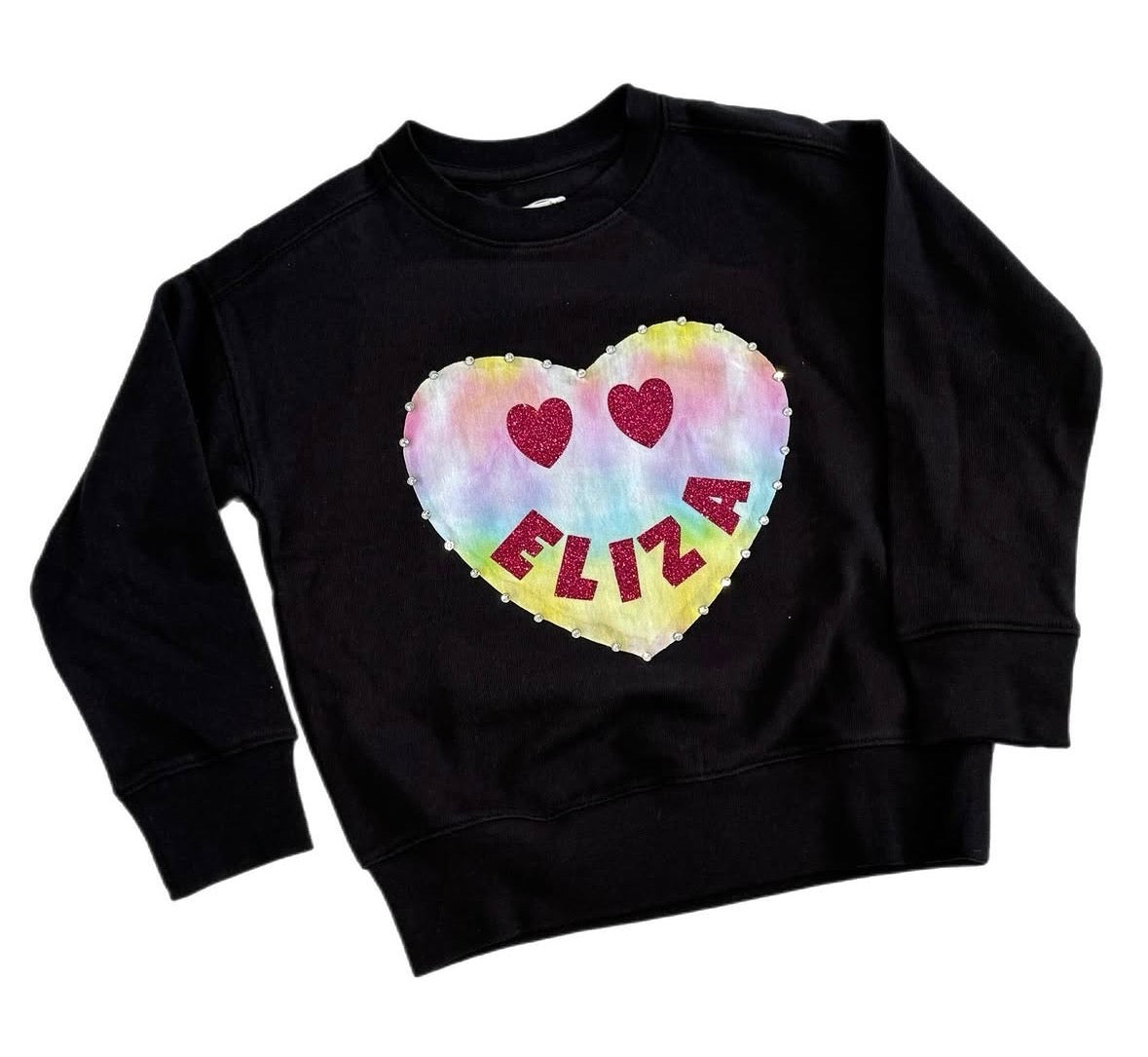 Tie-dye Heart Emoji Name Crewneck