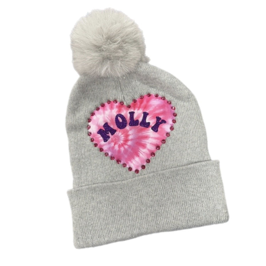 Tie-dye Heart Name Hat