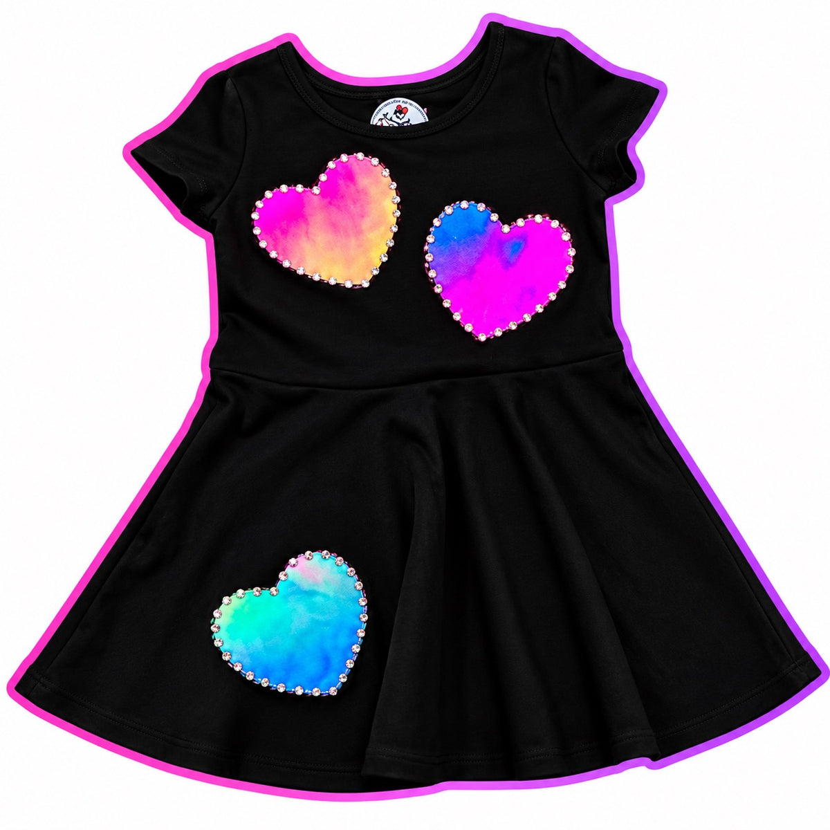 Tie-Dye Heart Rhinestone Dress