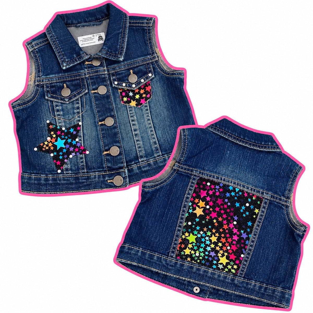 Rainbow Stars Denim Vest
