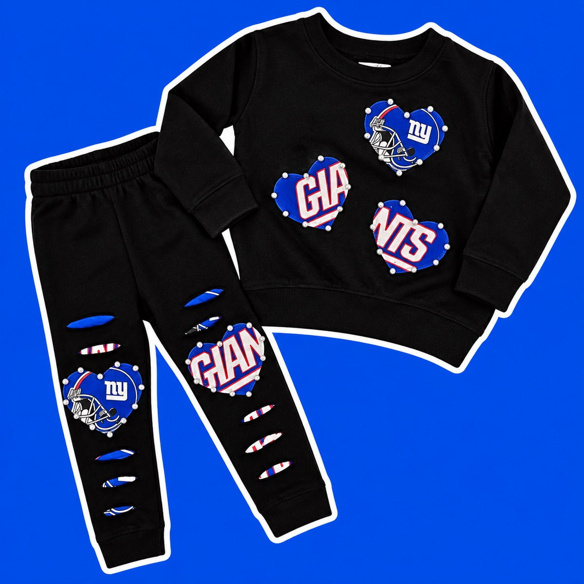 New York Giants Heart Crewneck & Leggings Set