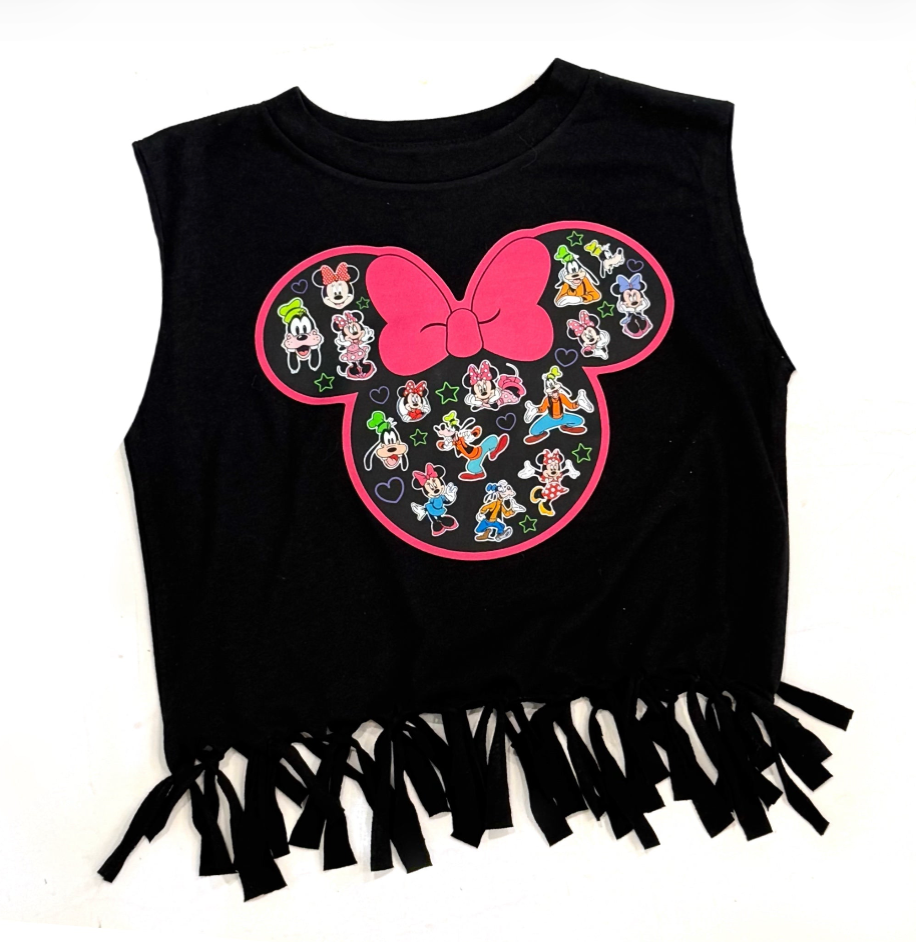 Minnie Mouse & Goofy Collage Fringe Tank