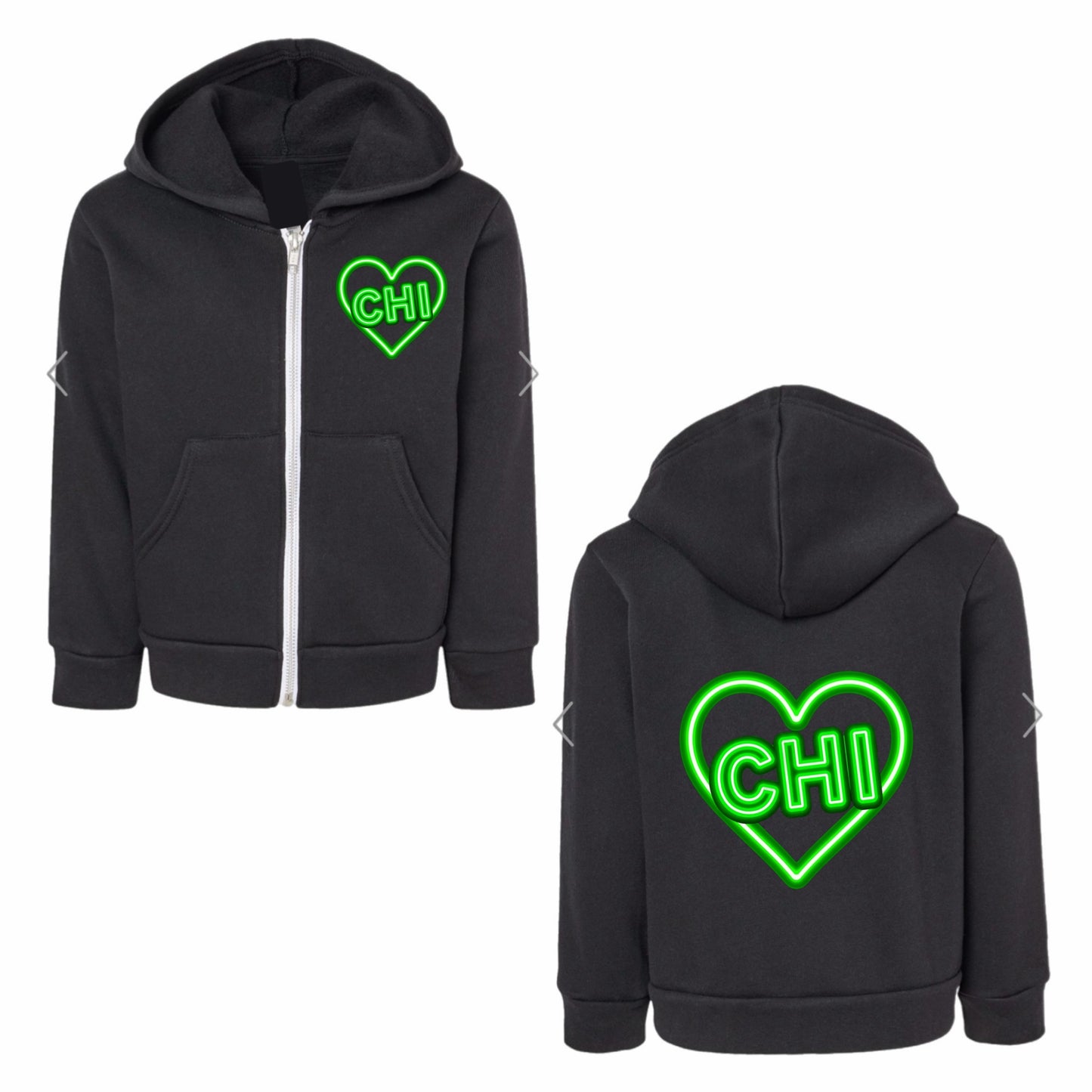 Camp Chi neon sign zip hoodie