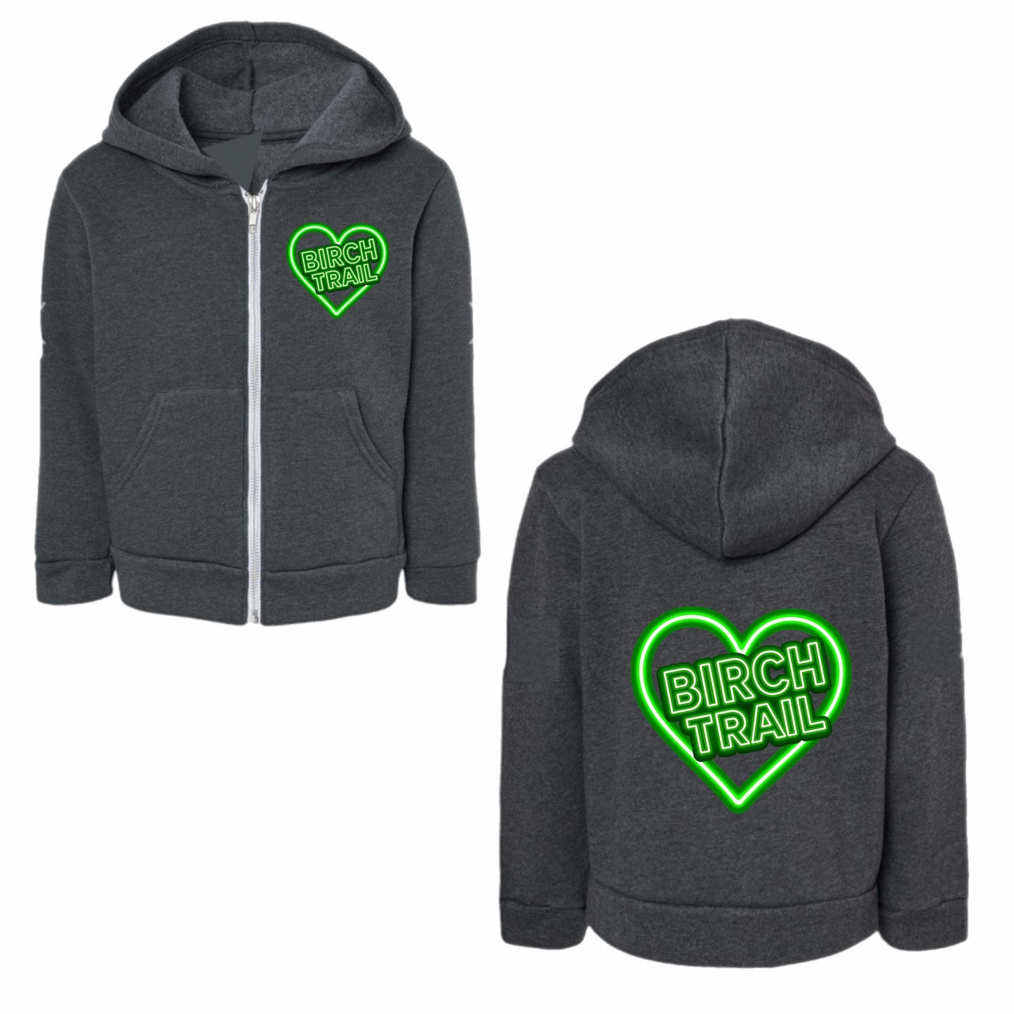 Birch Trail neon sign  zip hoodie