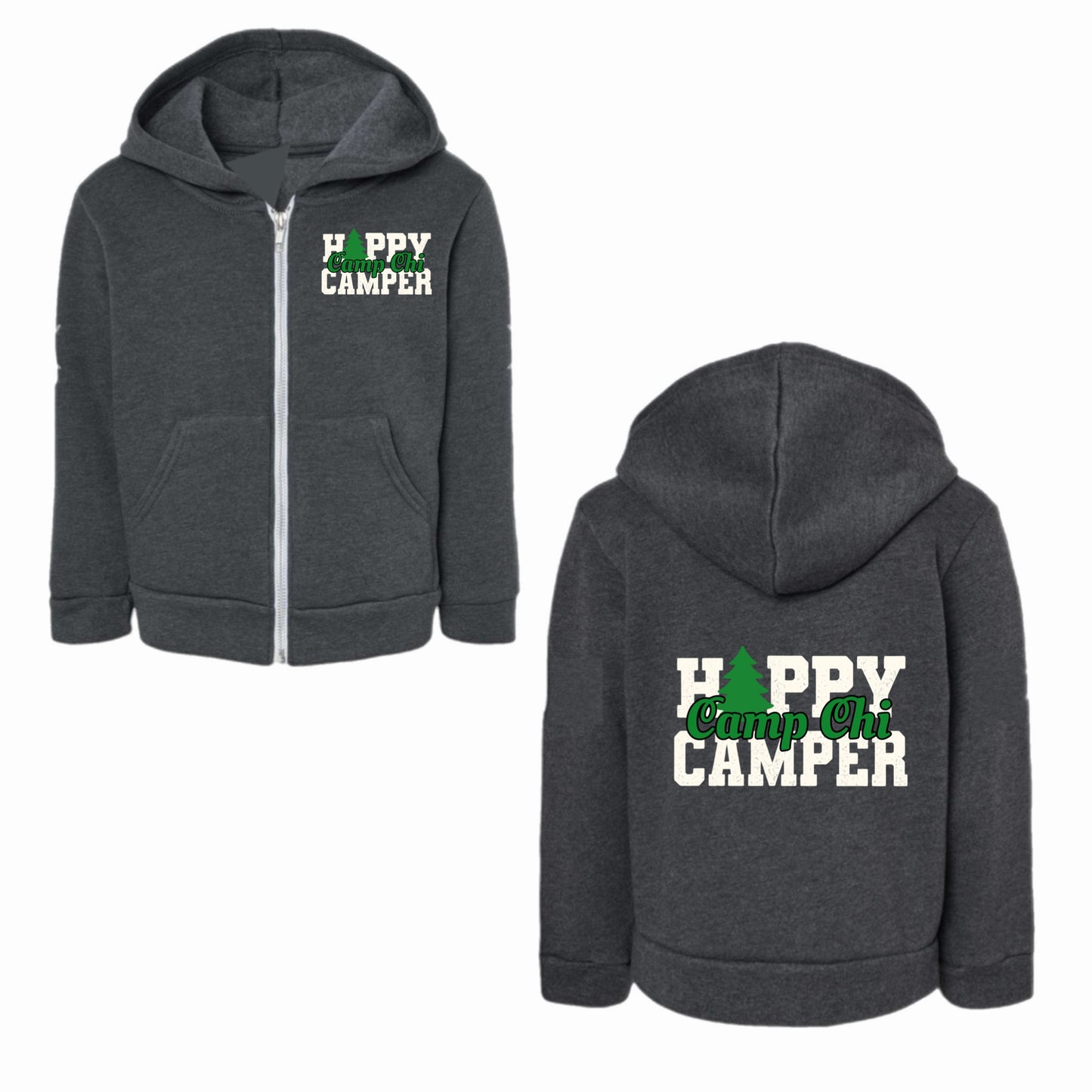 Camp Chi happy camper zip hoodie