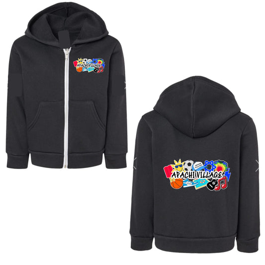 Boys Apachi Village collage zip hoodie