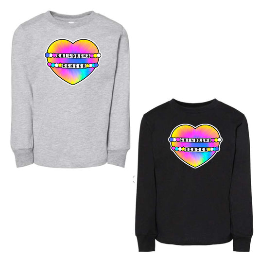 Childrenz Center tie dye heart long sleeve tee