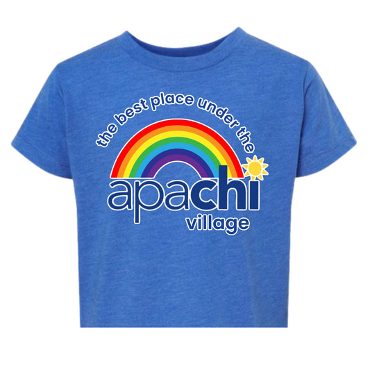 Girls Apachi Village rainbow logo tee