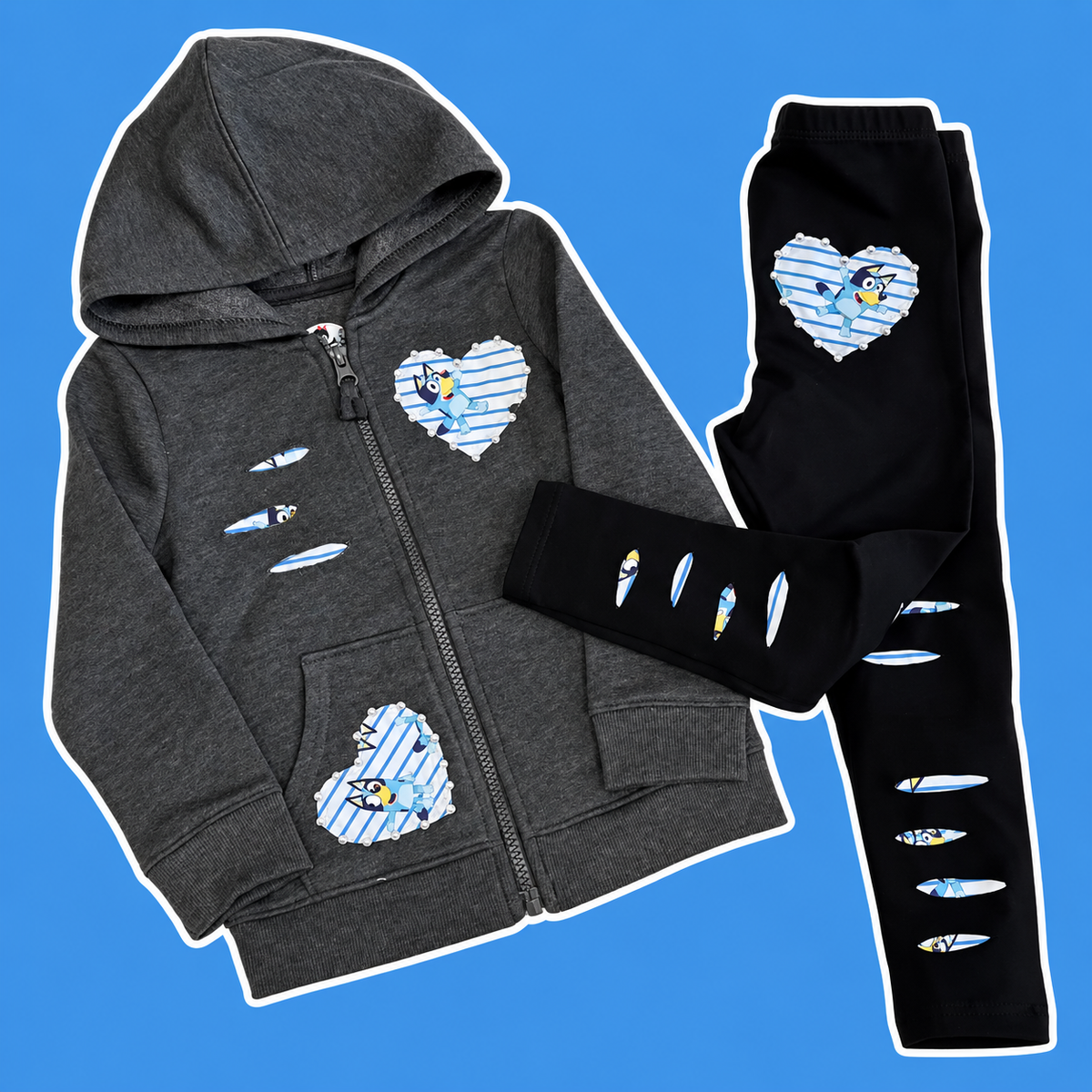 Bluey Hearts Zip-Up & Leggings Set